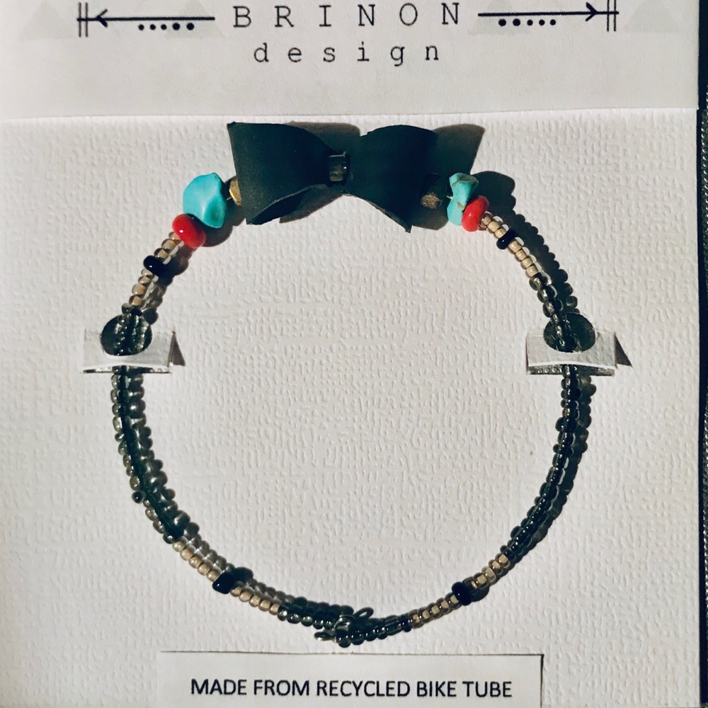 Bracelet handmade from recycled bike tubes